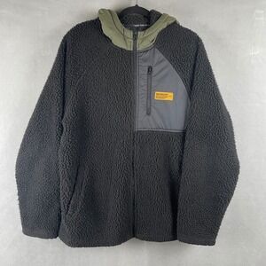 Vans World Code Sherpa Fleece Zip Up Hoodie Jacket Black L Skateboarding Outdoor